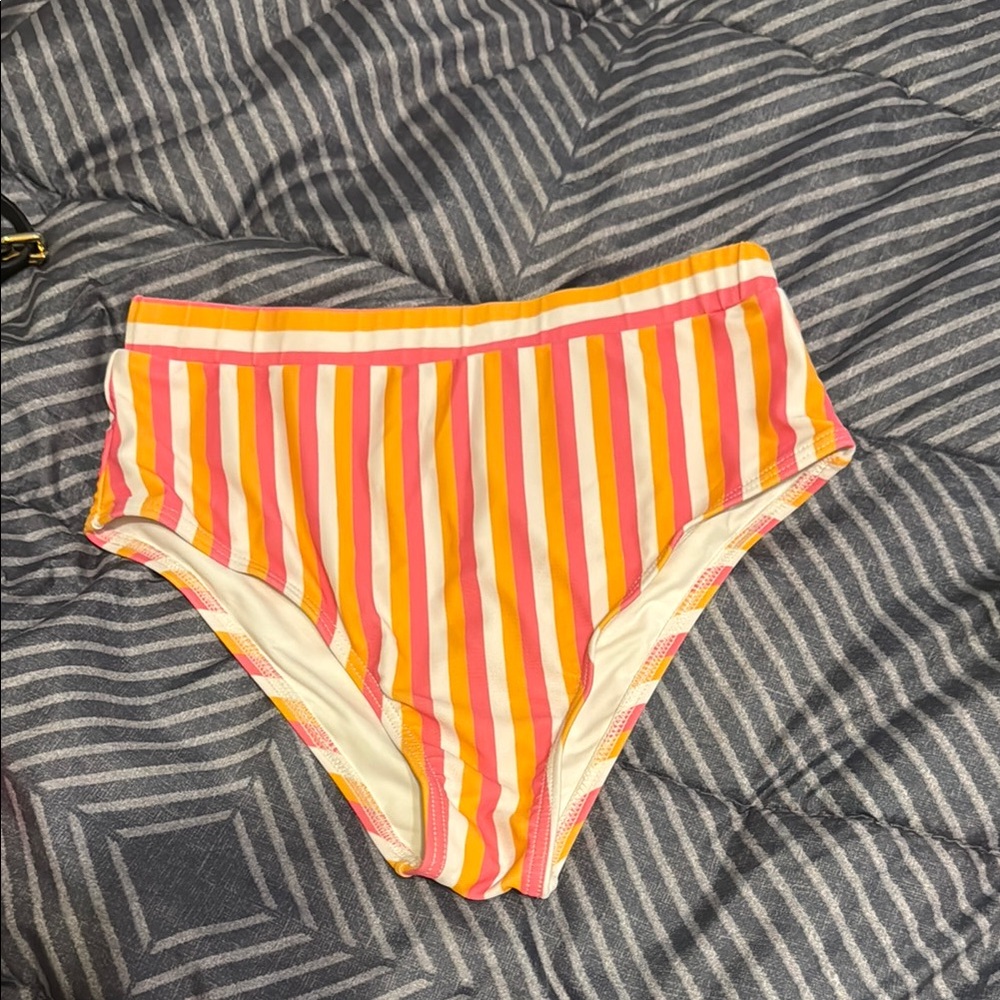 Pink Lily Striped Bikini Bottom